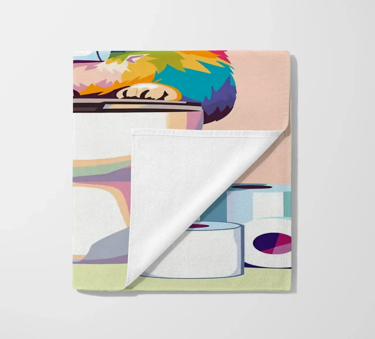 Gatto colorato sul water con carta telo mare da JoyWalkerShop