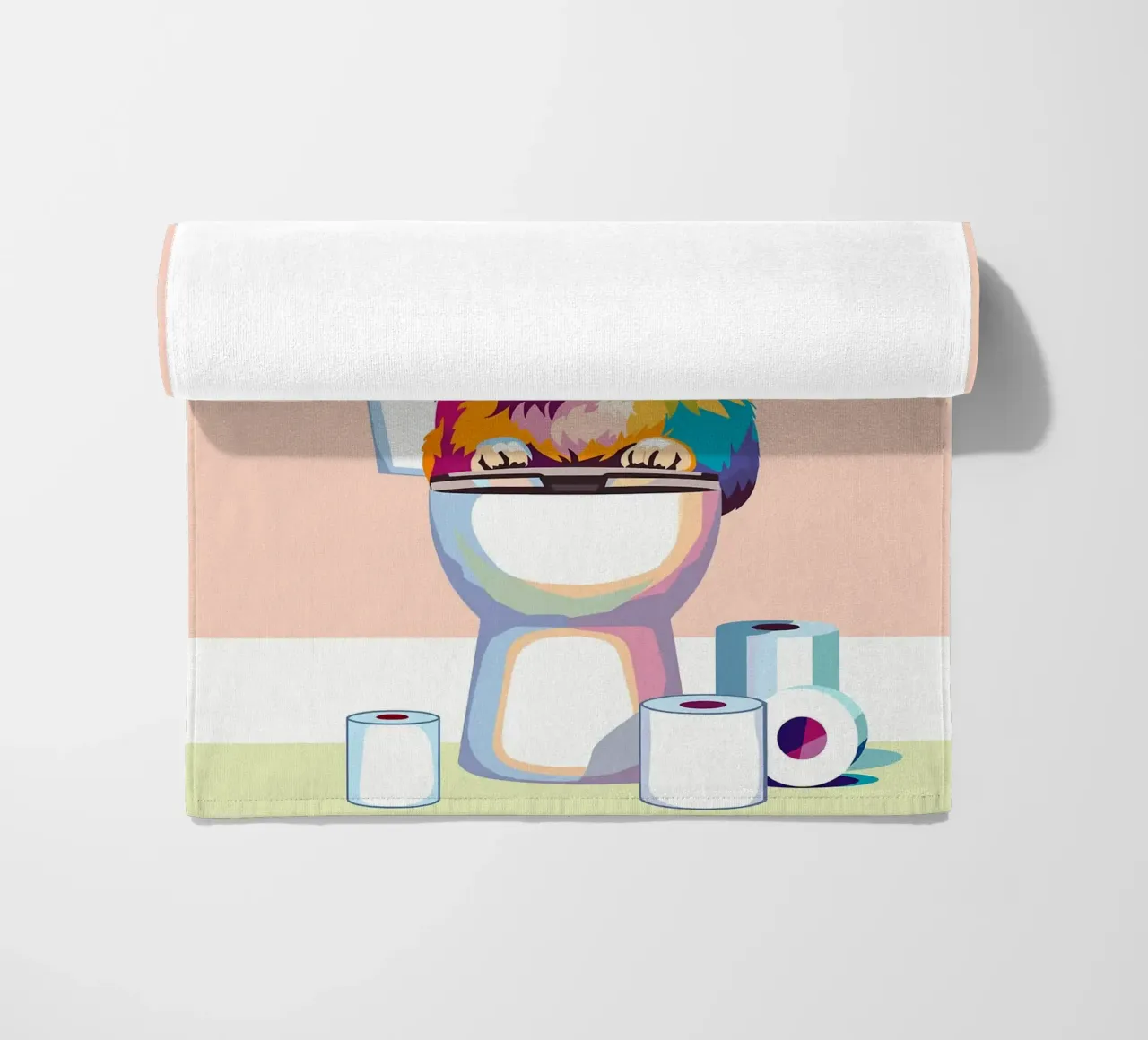 Gatto colorato sul water con carta telo mare da JoyWalkerShop