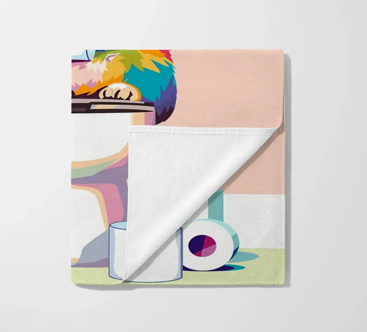 Gatto colorato sul water con carta telo mare da JoyWalkerShop