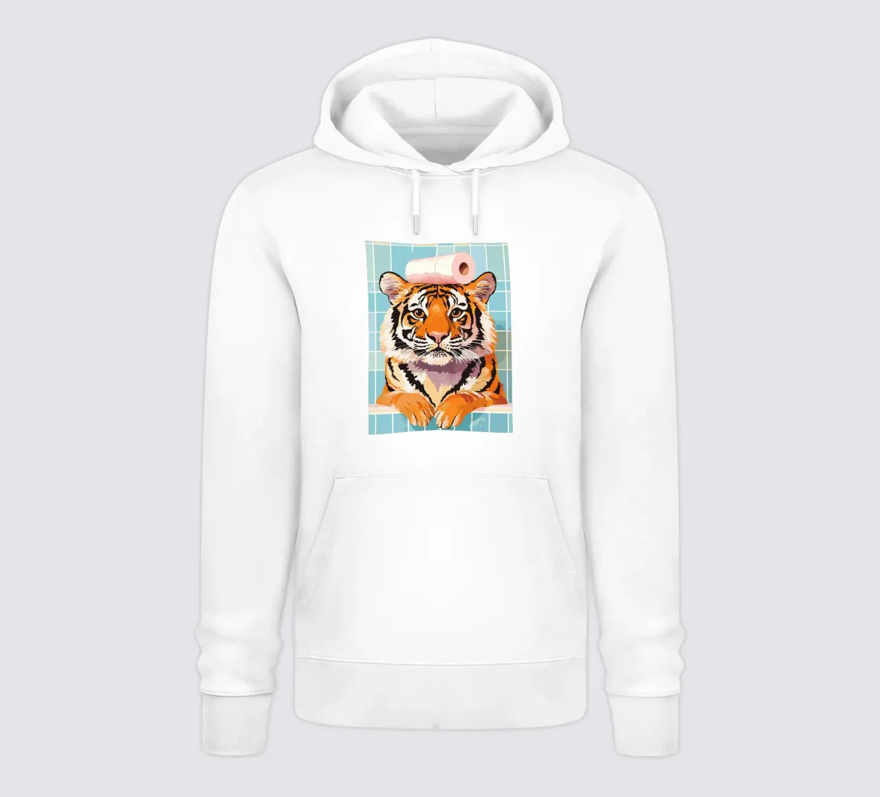 Tigre con carta igienica in testa felpa con cappuccio da JoyWalkerShop