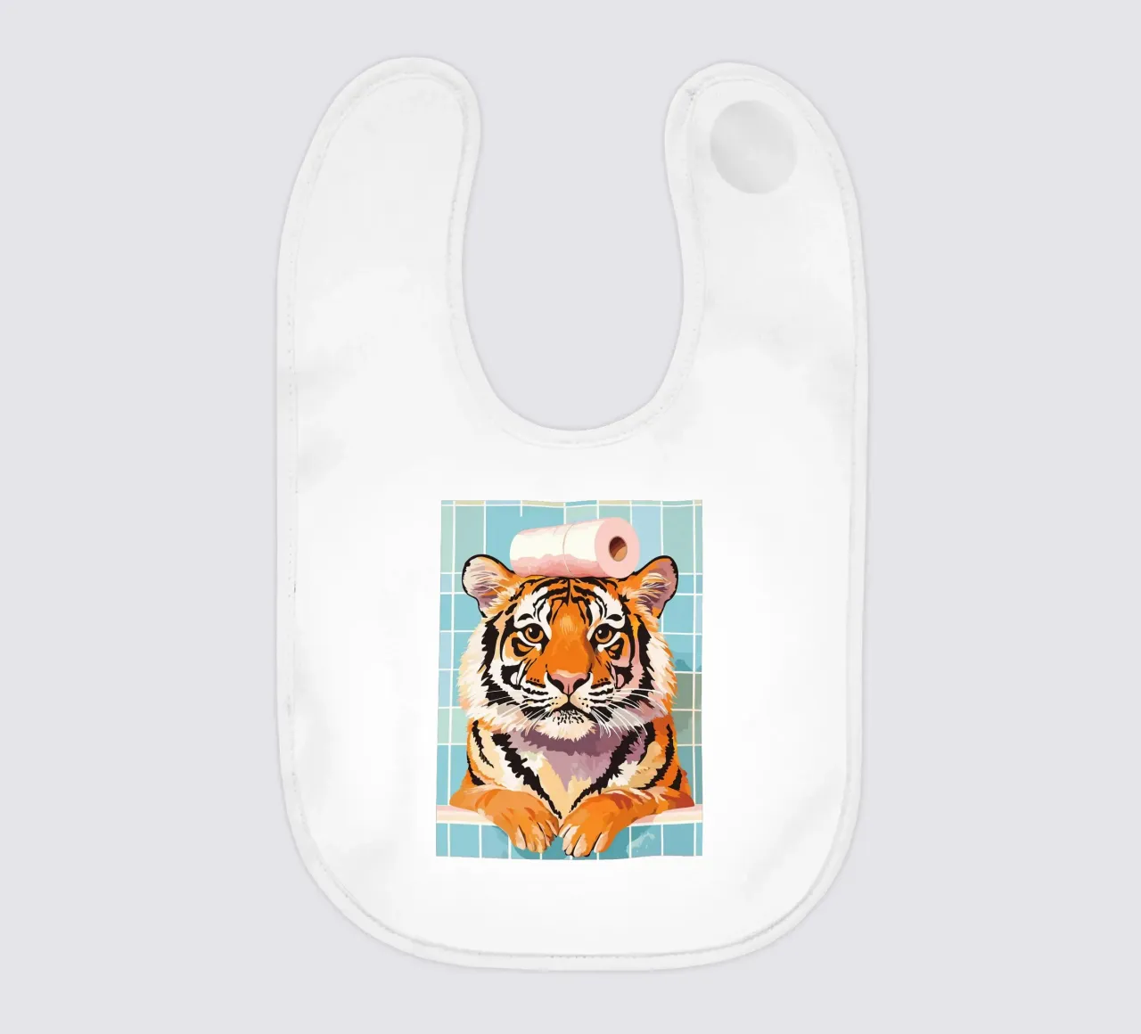 Tigre con carta igienica in testa bavaglino da JoyWalkerShop