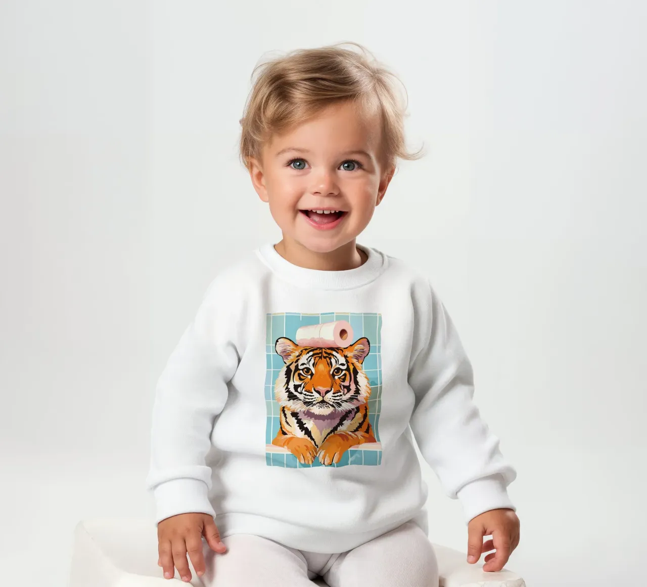 Tigre con carta igienica in testa felpa neonato da JoyWalkerShop