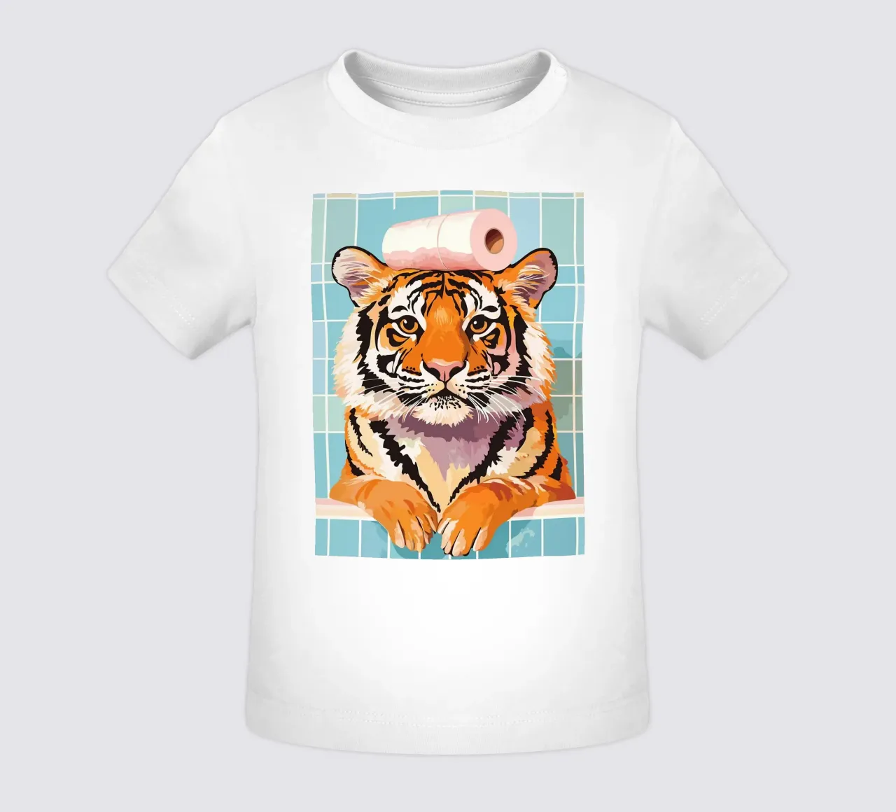 Tigre con carta igienica in testa maglietta neonato da JoyWalkerShop