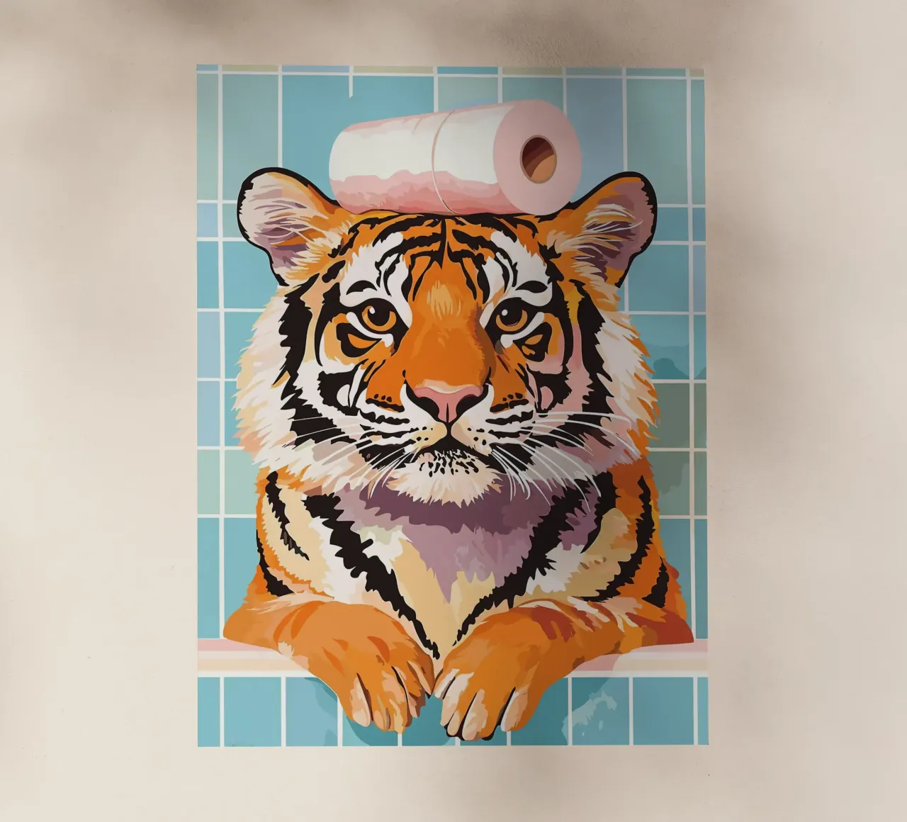 Tigre con carta igienica in testa pellicola backlit da JoyWalkerShop