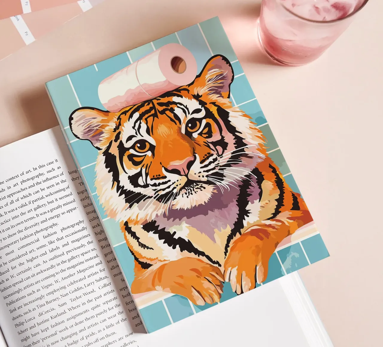 Tigre con carta igienica in testa diario da JoyWalkerShop