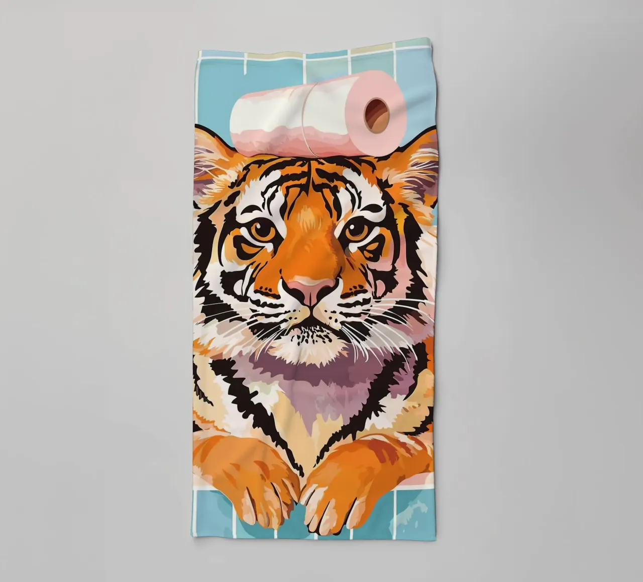 Tigre con carta igienica in testa asciugamano da bagno da JoyWalkerShop