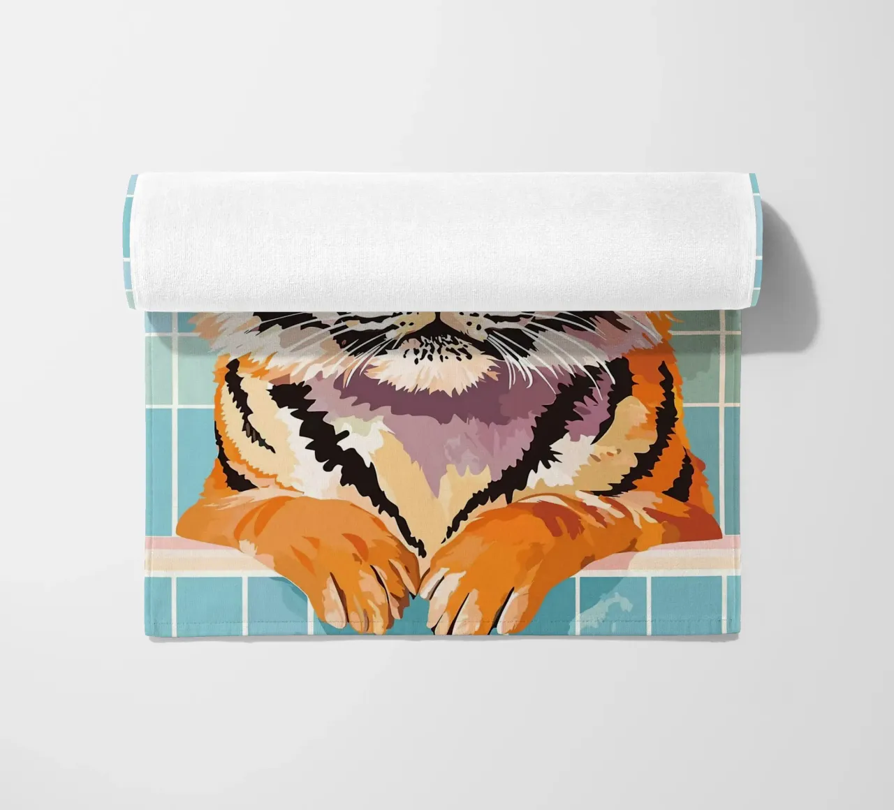 Tigre con carta igienica in testa telo mare da JoyWalkerShop
