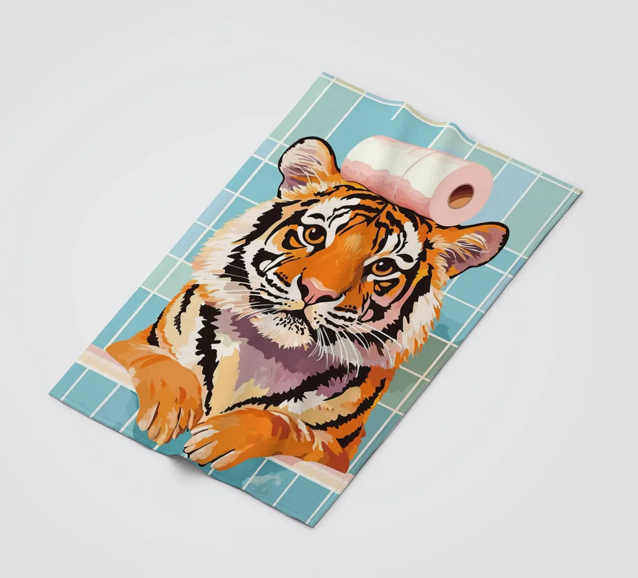 Tigre con carta igienica in testa coperta in pile da JoyWalkerShop