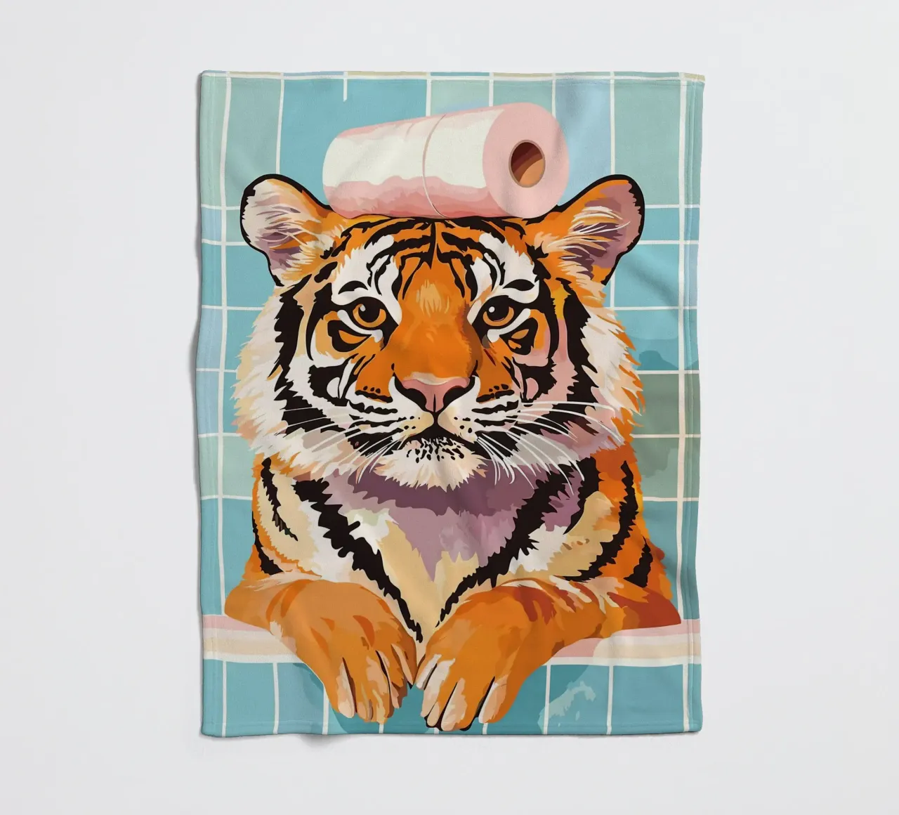 Tigre con carta igienica in testa coperta in pile da JoyWalkerShop