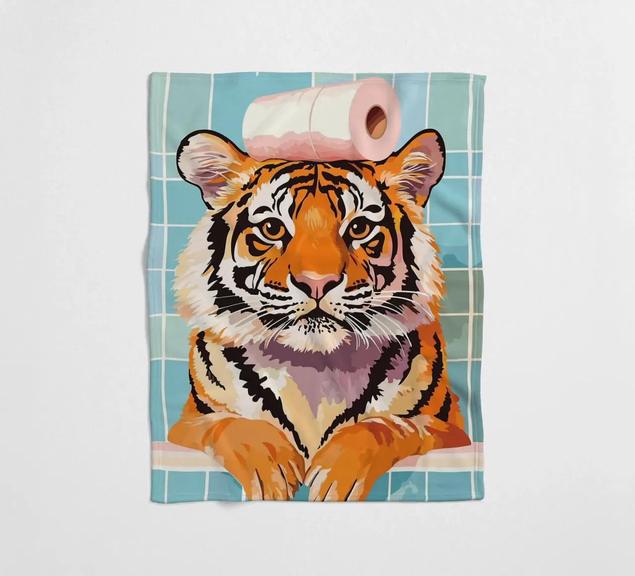 Tigre con carta igienica in testa coperta in pile da JoyWalkerShop