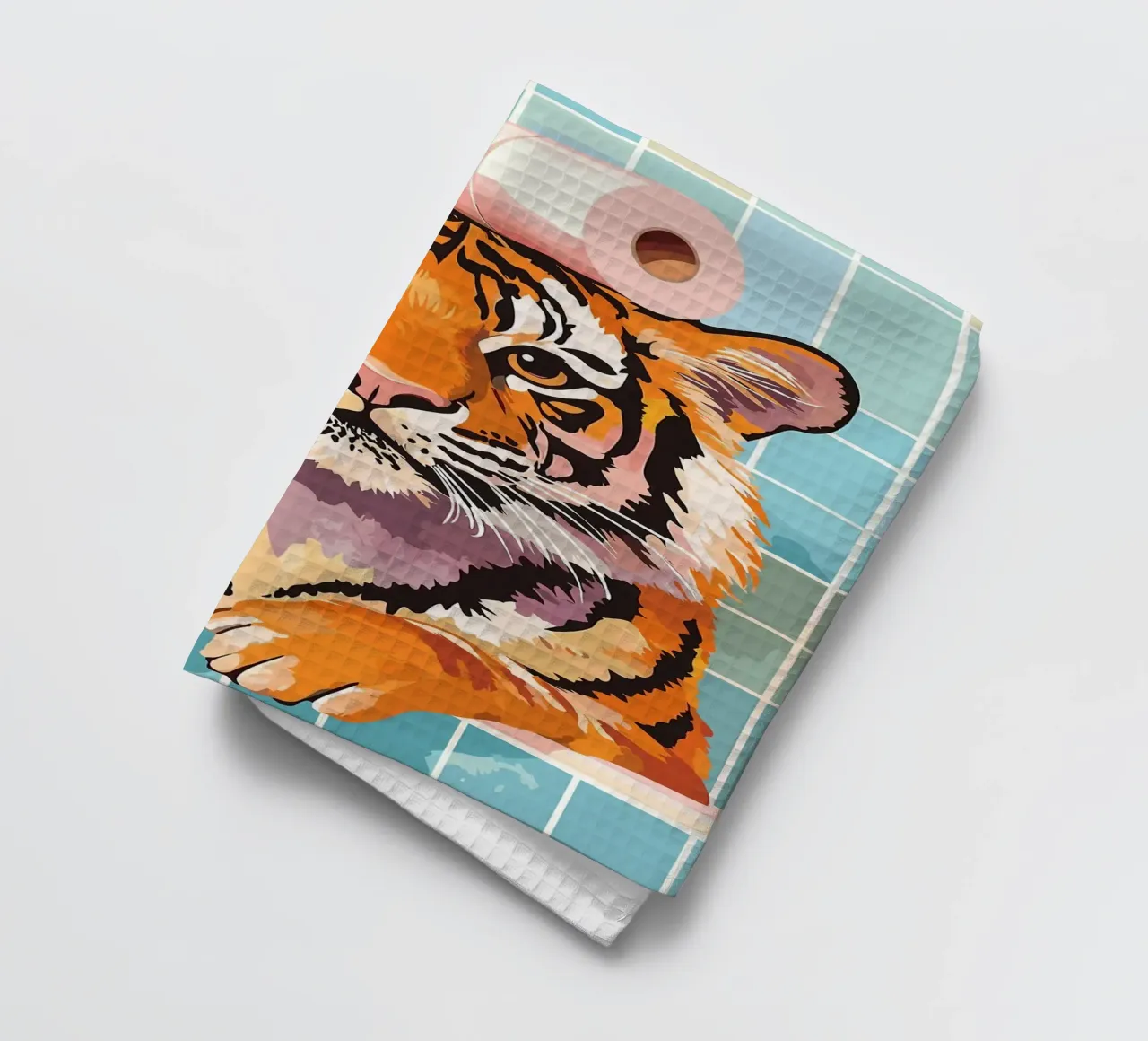 Tigre con carta igienica in testa canovaccio da cucina da JoyWalkerShop