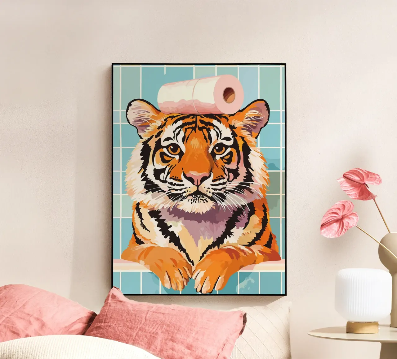 Tigre con carta igienica in testa plexiglass da JoyWalkerShop