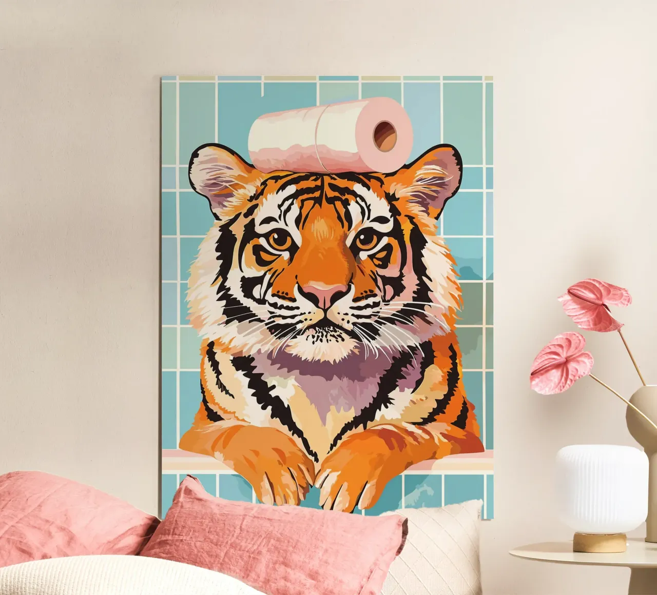Tigre con carta igienica in testa carta hahnemühle da JoyWalkerShop