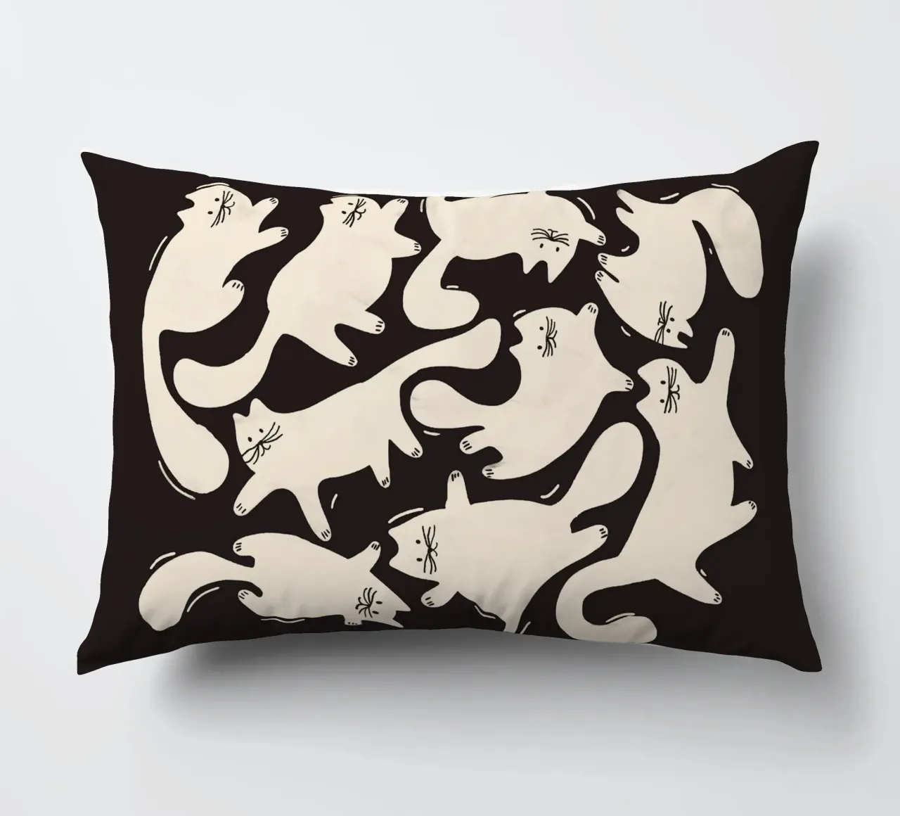 Tumbling Cats - Gattini neri e color crema cuscino da showmemars
