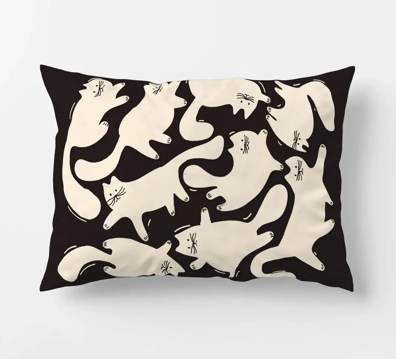 Tumbling Cats - Gattini neri e color crema cuscino da showmemars