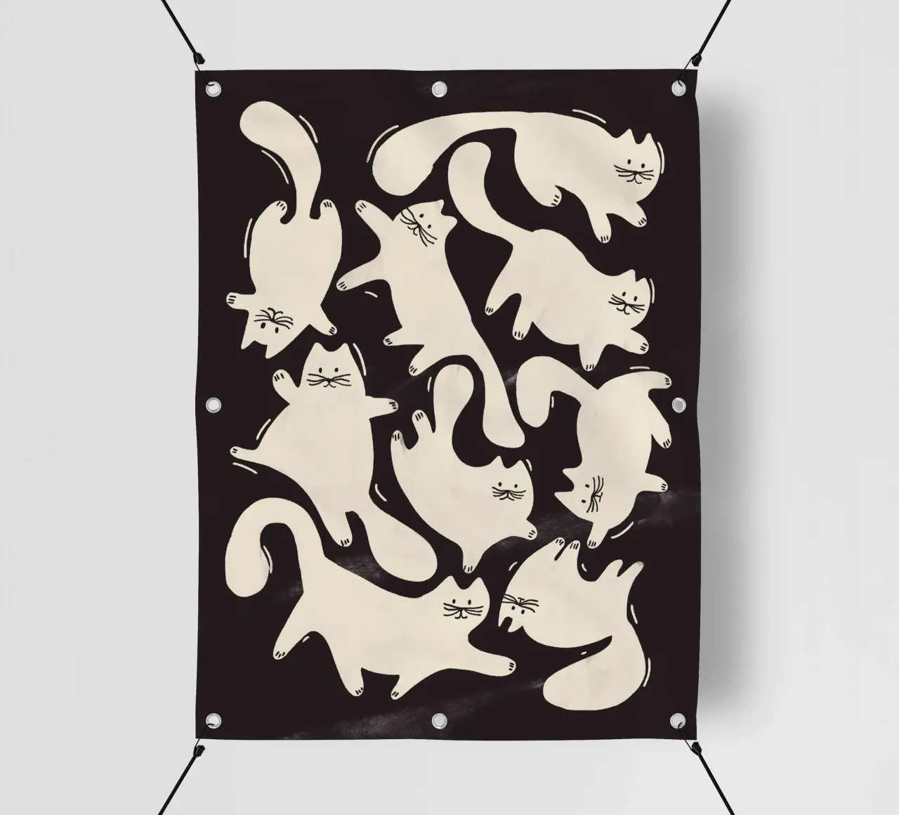 Tumbling Cats - Gattini neri e color crema telo in pvc da showmemars