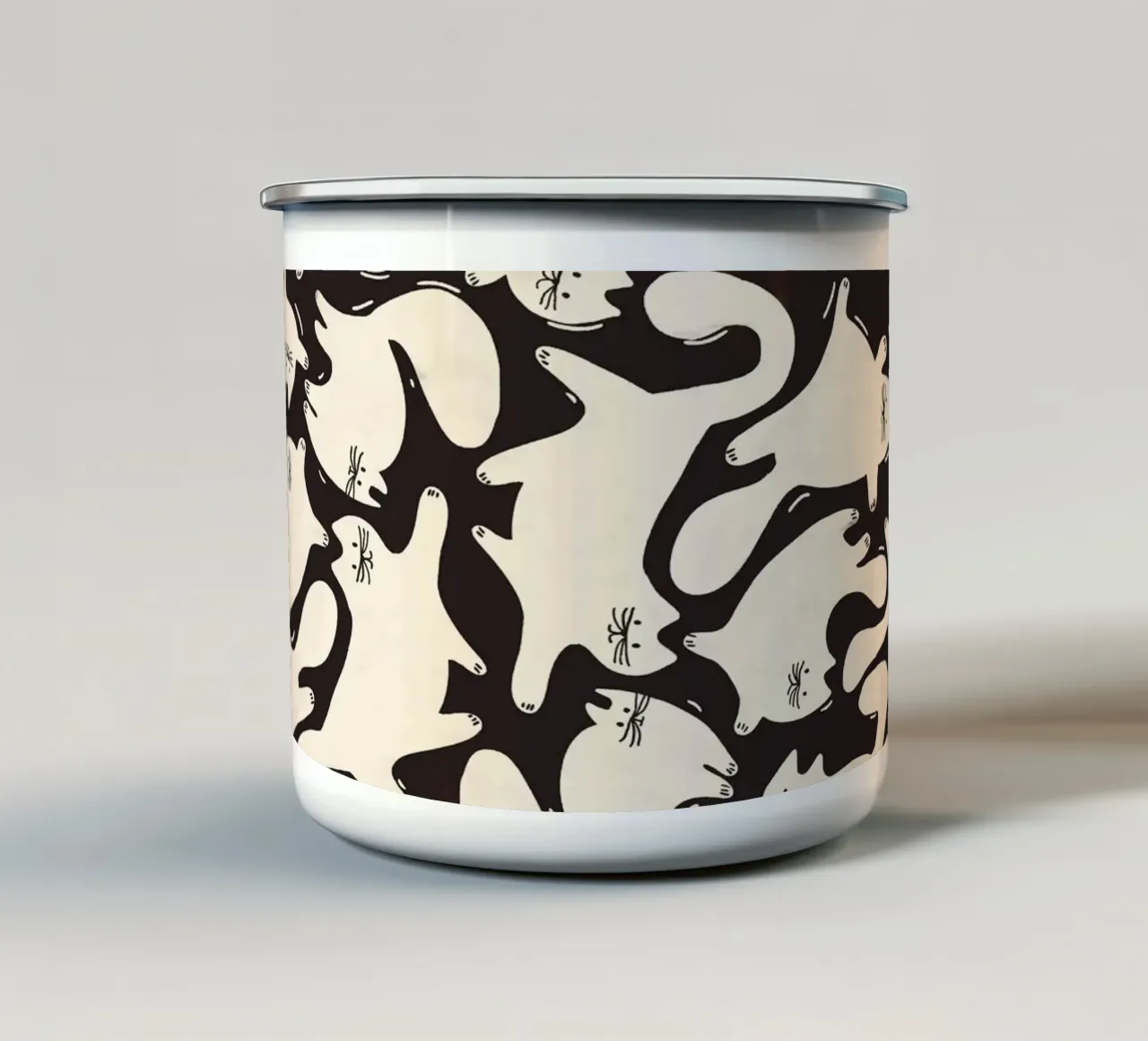 Tumbling Cats - Gattini neri e color crema tazza in smalto da showmemars