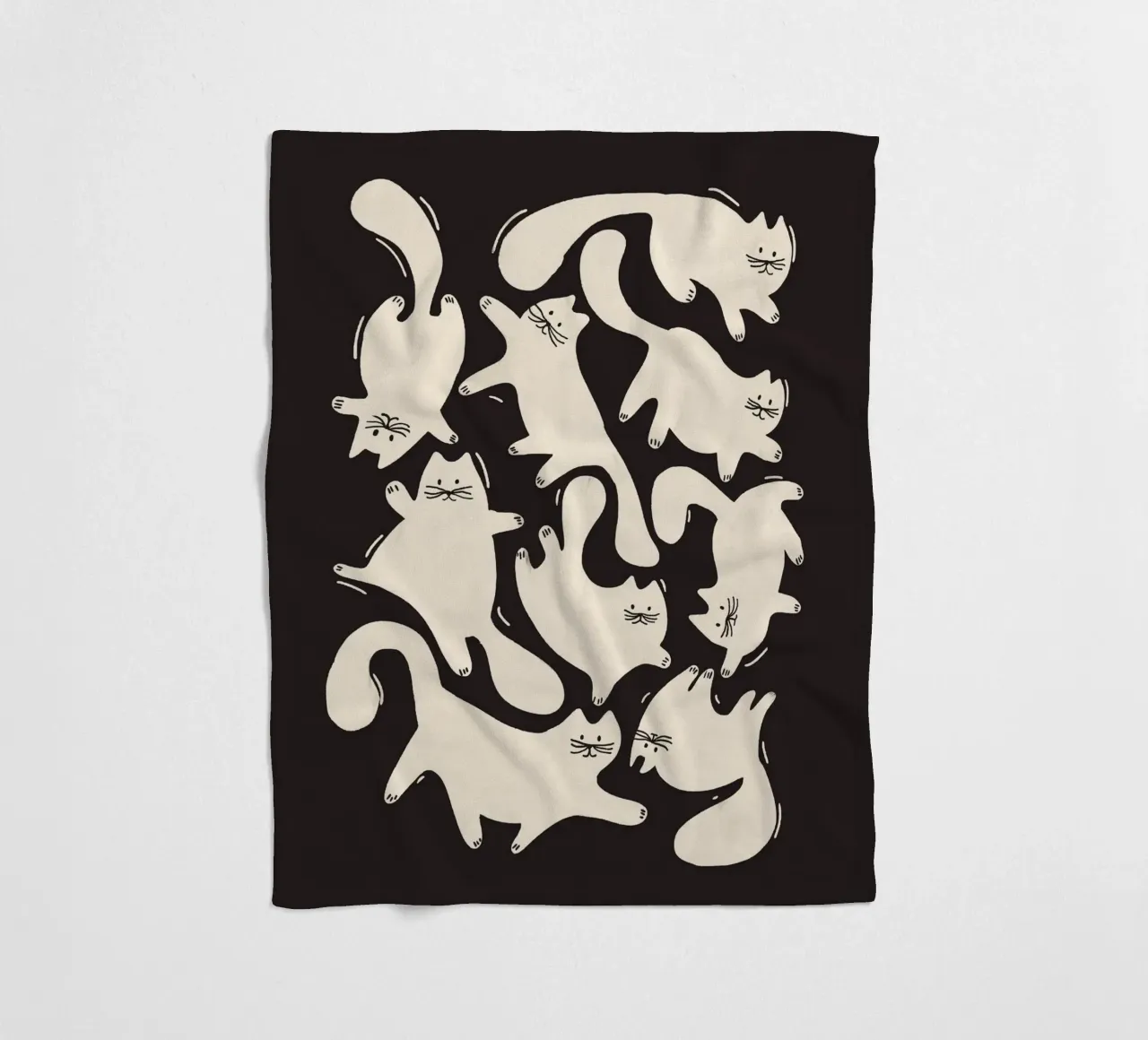 Tumbling Cats - Gattini neri e color crema coperta in pile da showmemars
