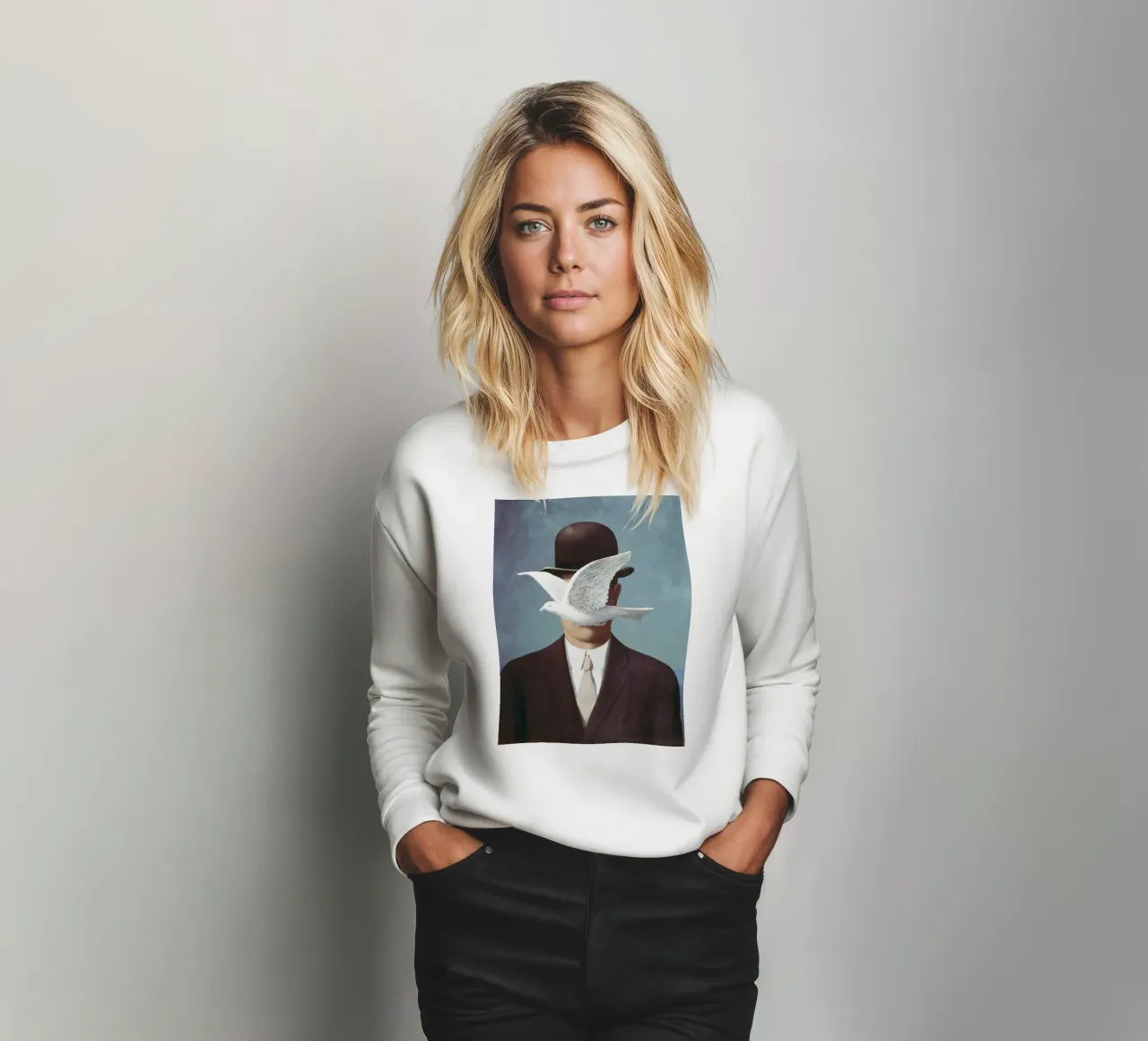 René Magritte’s The Man in the Bowler Hat felpa da Classic Art Prints