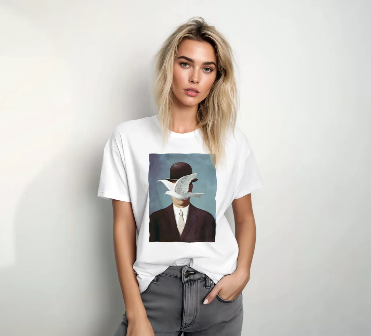 René Magritte’s The Man in the Bowler Hat t-shirt da Classic Art Prints