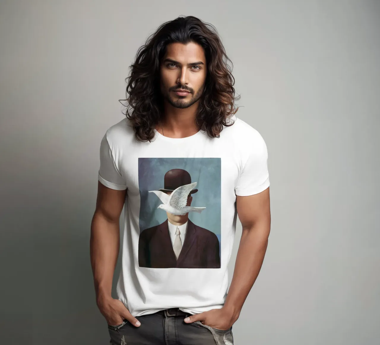 René Magritte’s The Man in the Bowler Hat t-shirt da Classic Art Prints