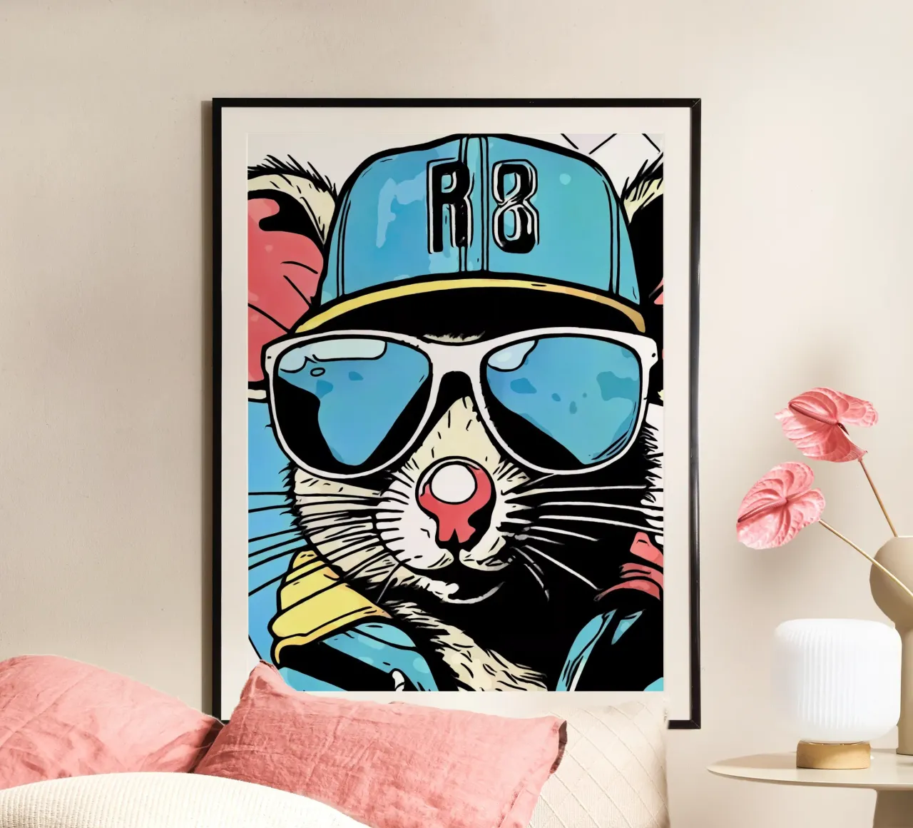 Animali pop art #2 poster con telaio in legno da ZAMART - PopArt