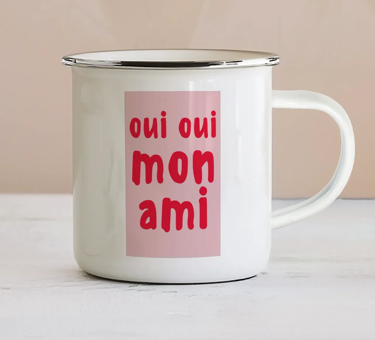 Oui Oui Mon Ami Print – French Quote Art tazza in smalto da pdigitalprints