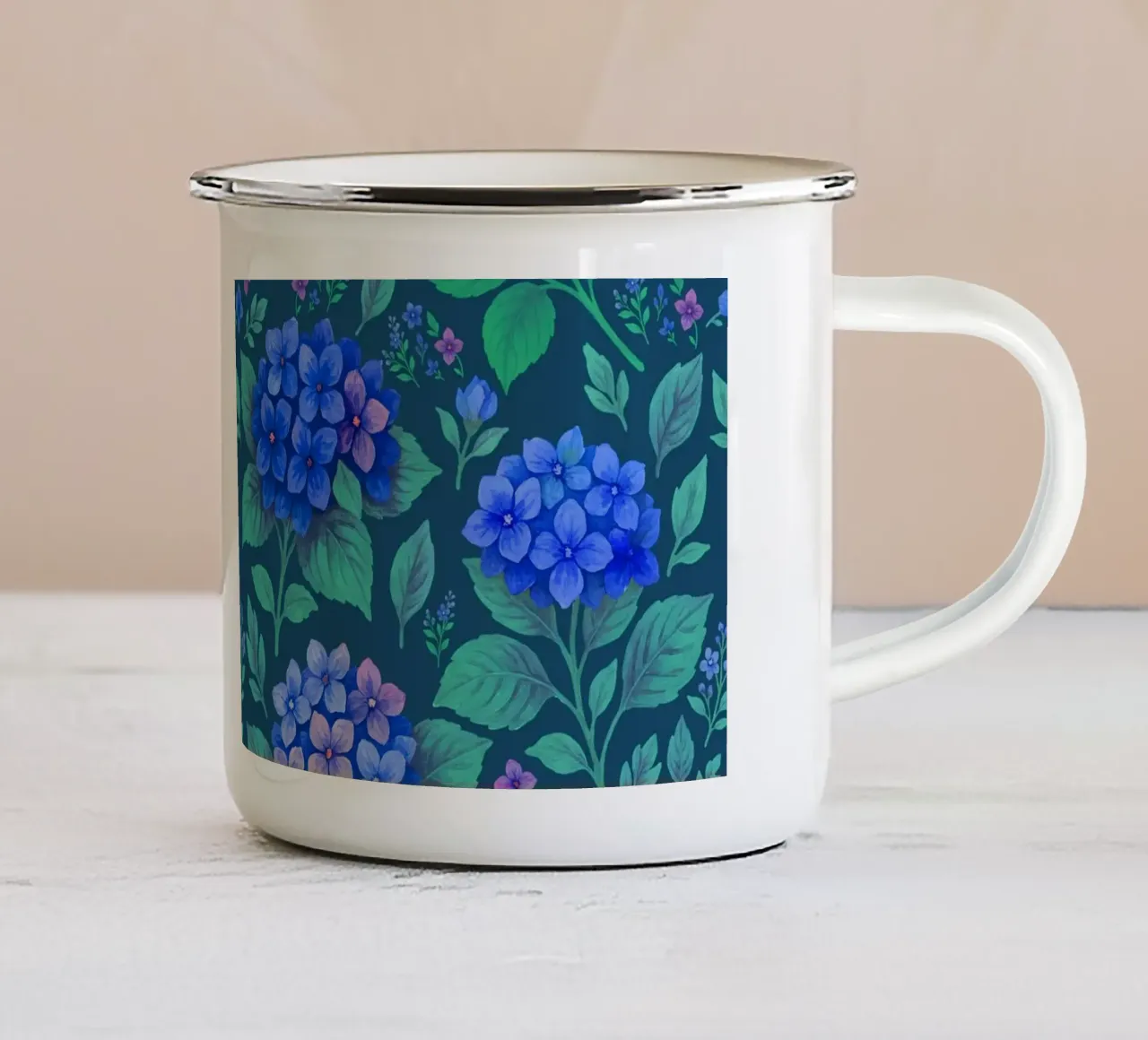Ortensia blu navy tazza in smalto da SilverPegasus