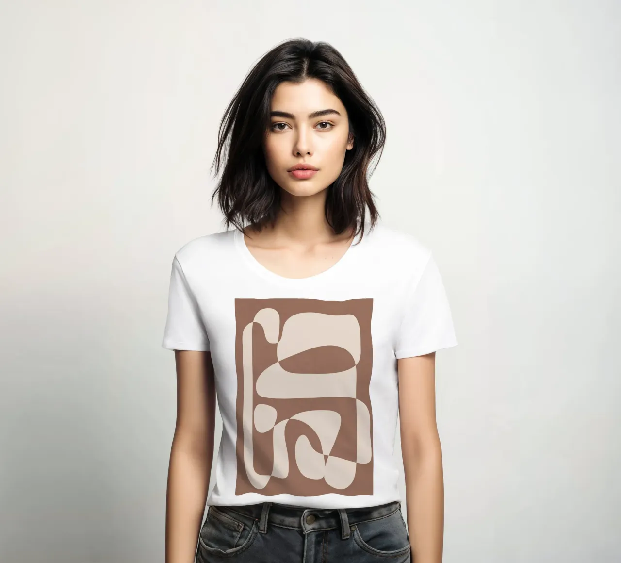 Mocha Modern Abstract 2 t-shirt da donna da Nadjaa