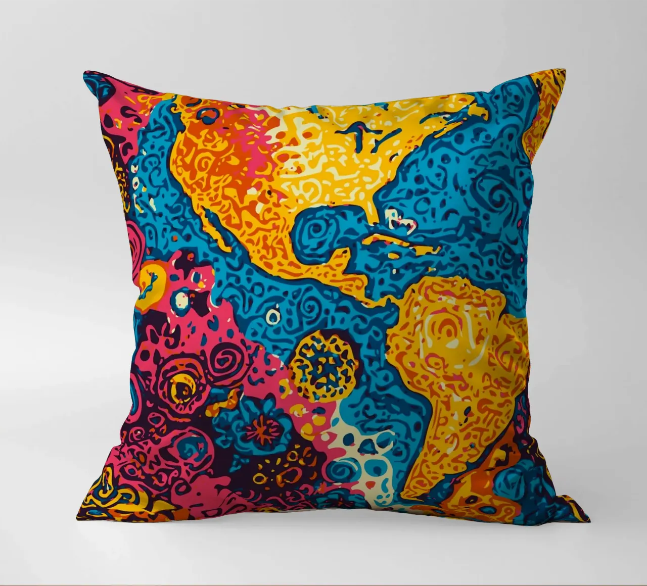 Planet Pattern - Une fusion d'art africain et de graffitis coussin de Abstract and Patterns