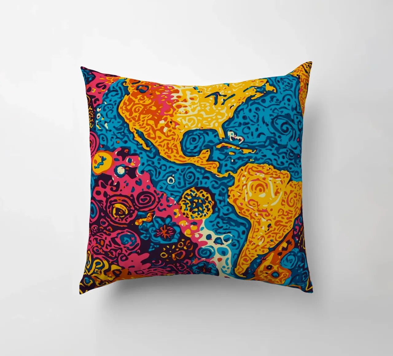 Planet Pattern - Une fusion d'art africain et de graffitis coussin de Abstract and Patterns