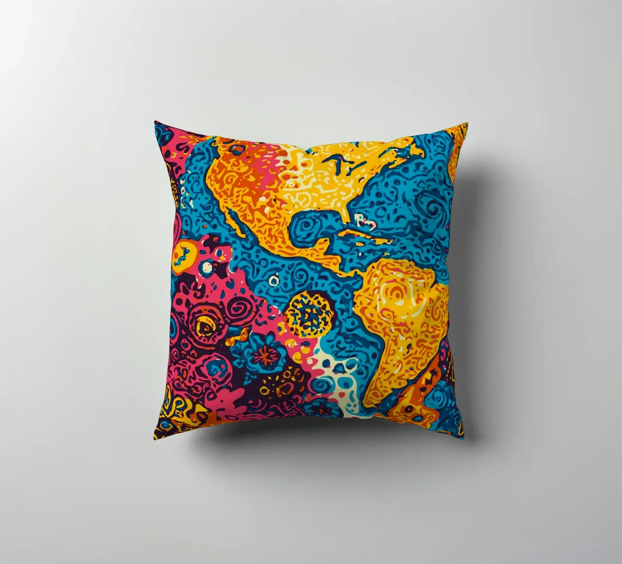 Planet Pattern - Une fusion d'art africain et de graffitis coussin de Abstract and Patterns
