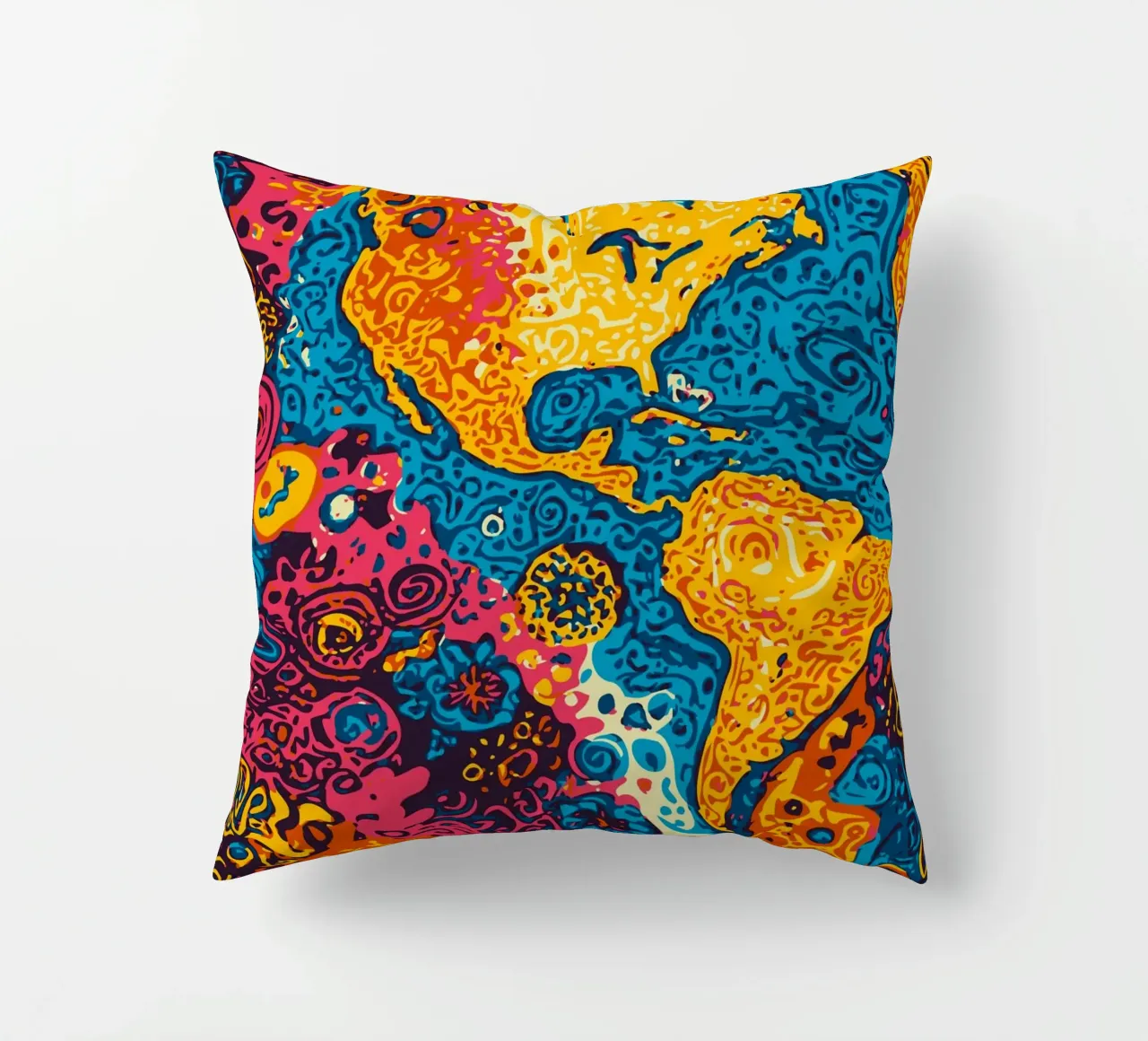 Planet Pattern - Une fusion d'art africain et de graffitis coussin de Abstract and Patterns