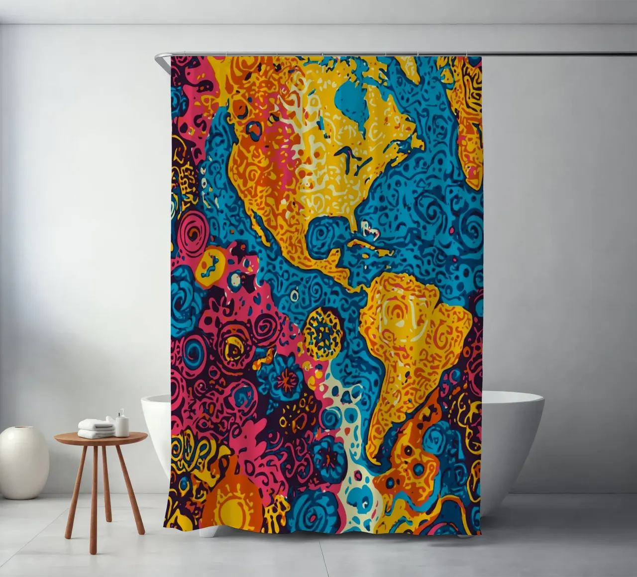 Planet Pattern - Una fusione di arte africana e graffiti tenda da doccia da Abstract and Patterns