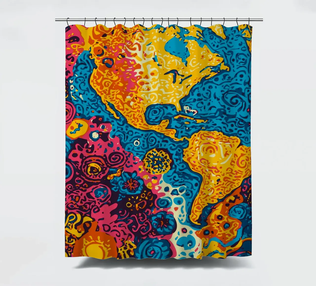 Planet Pattern - Una fusione di arte africana e graffiti tenda da doccia da Abstract and Patterns