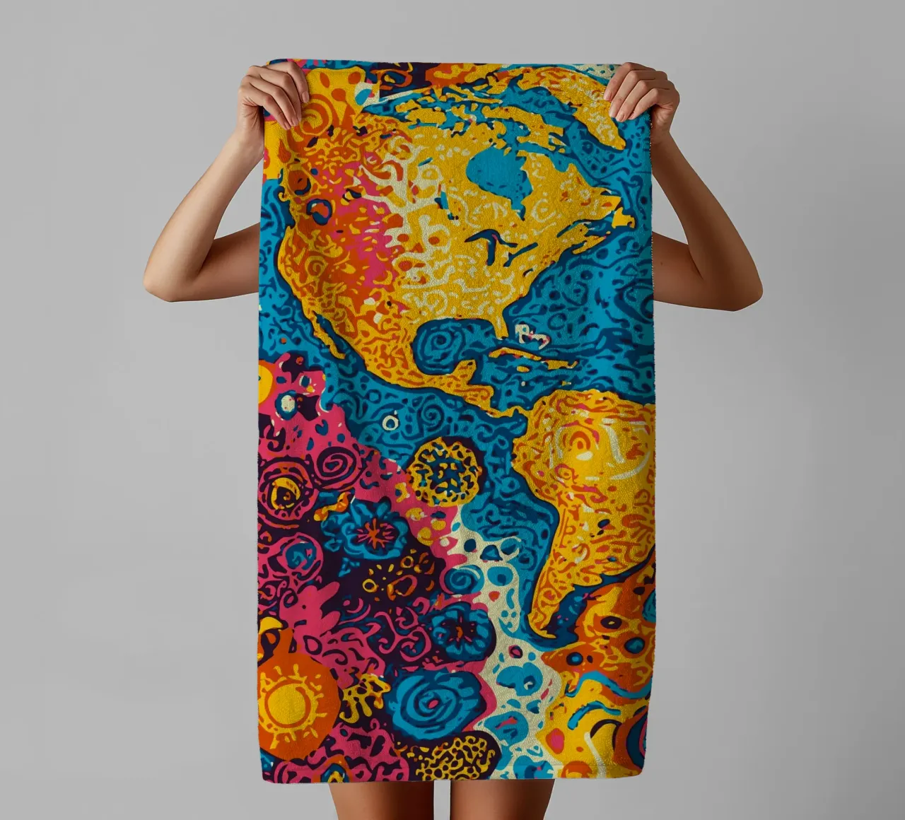 Planet Pattern - Una fusione di arte africana e graffiti asciugamano da bagno da Abstract and Patterns