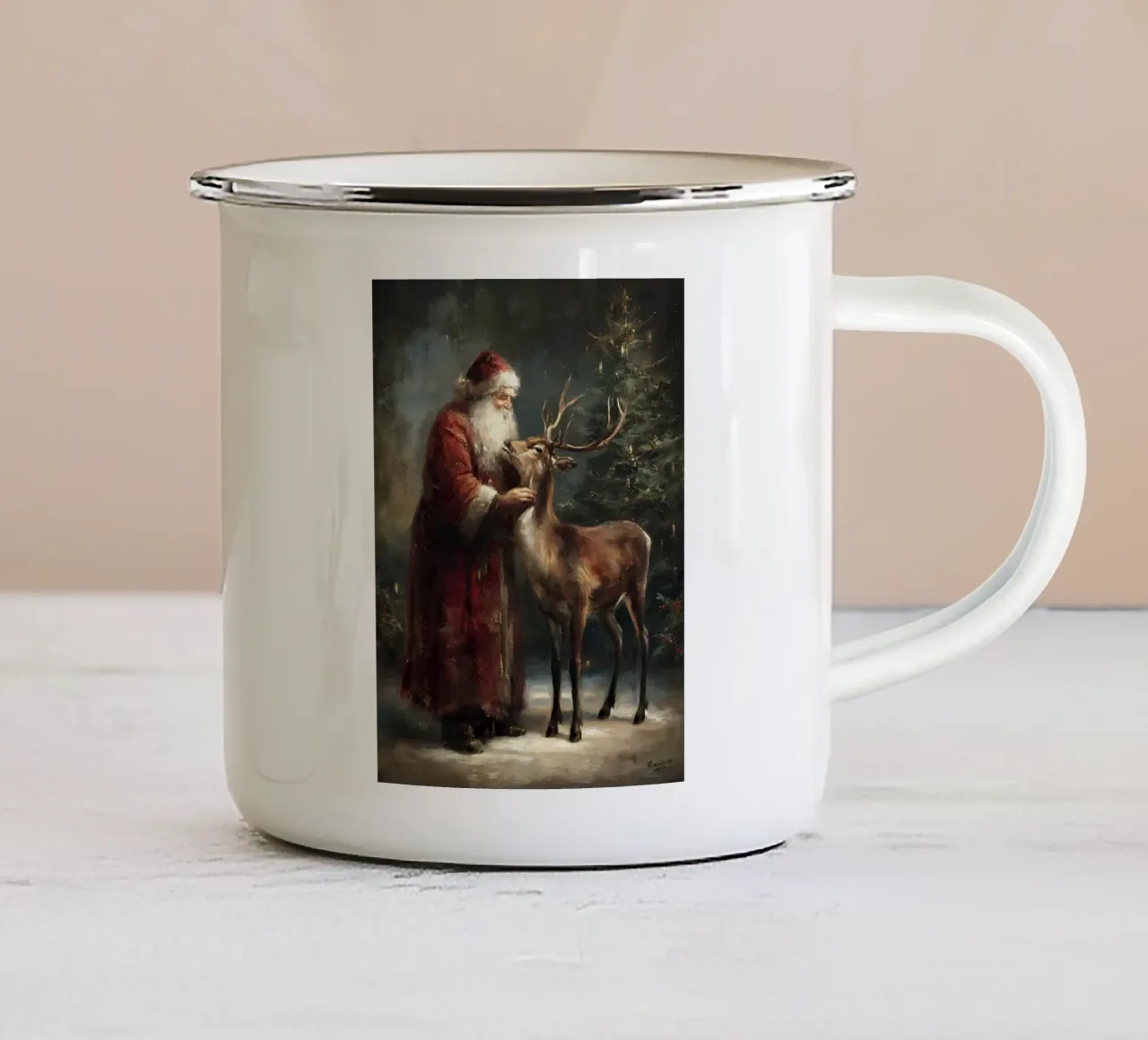 Babbo Natale e le renne tazza in smalto da IamHomeStudio