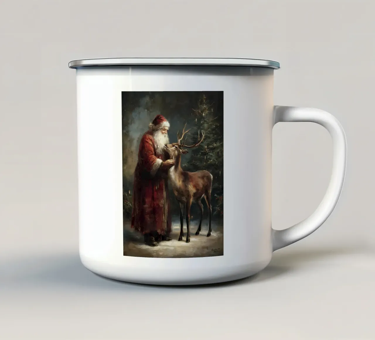 Babbo Natale e le renne tazza in smalto da IamHomeStudio