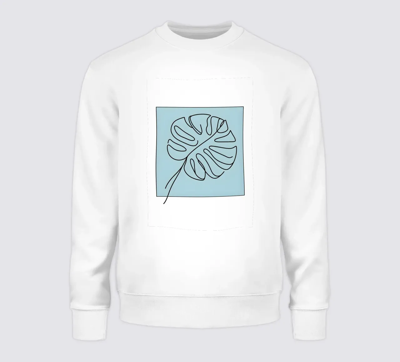 Disegno lineare minimalista di una foglia di Monstera felpa da Bloom And Brush