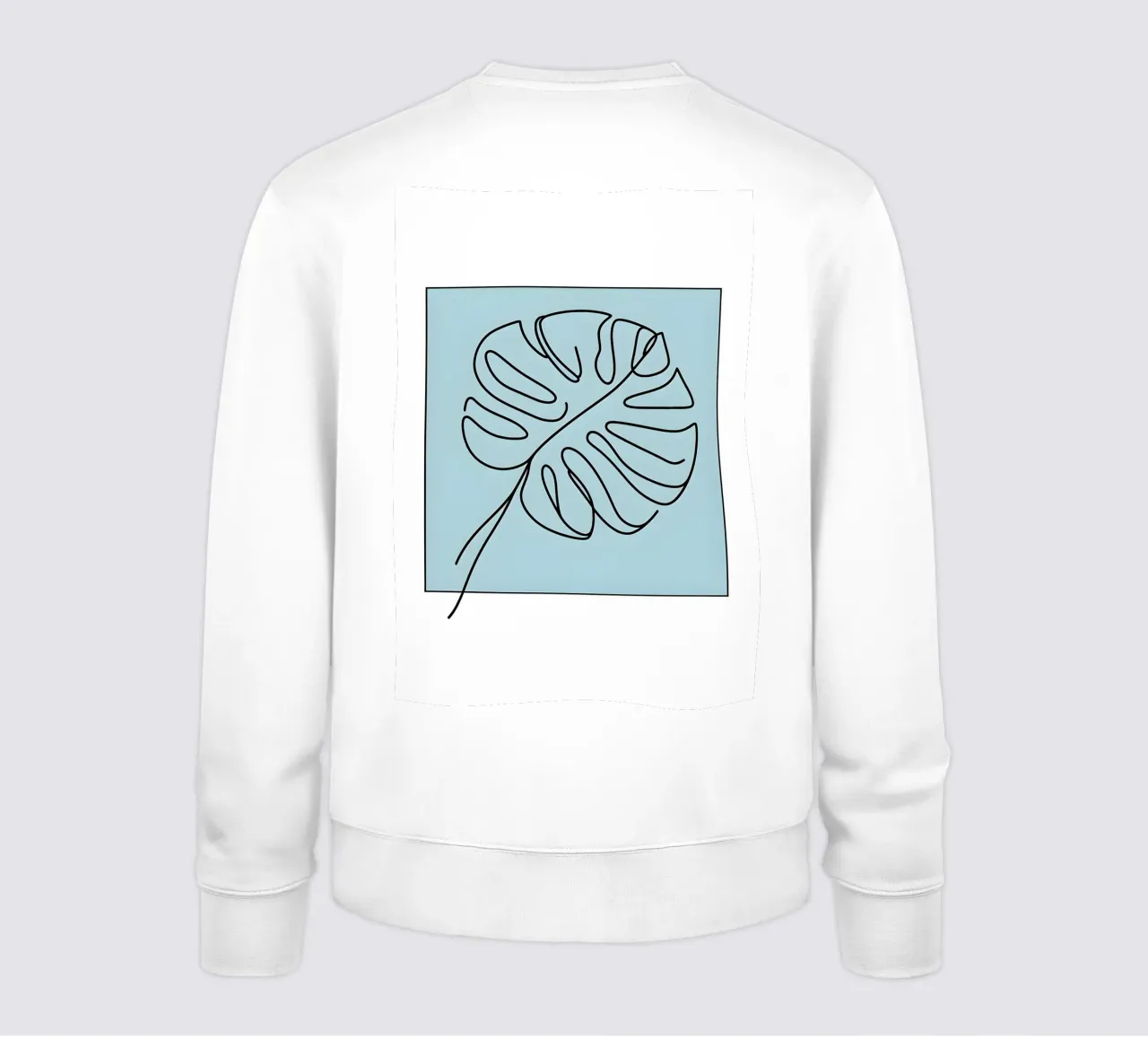 Disegno lineare minimalista di una foglia di Monstera felpa da Bloom And Brush