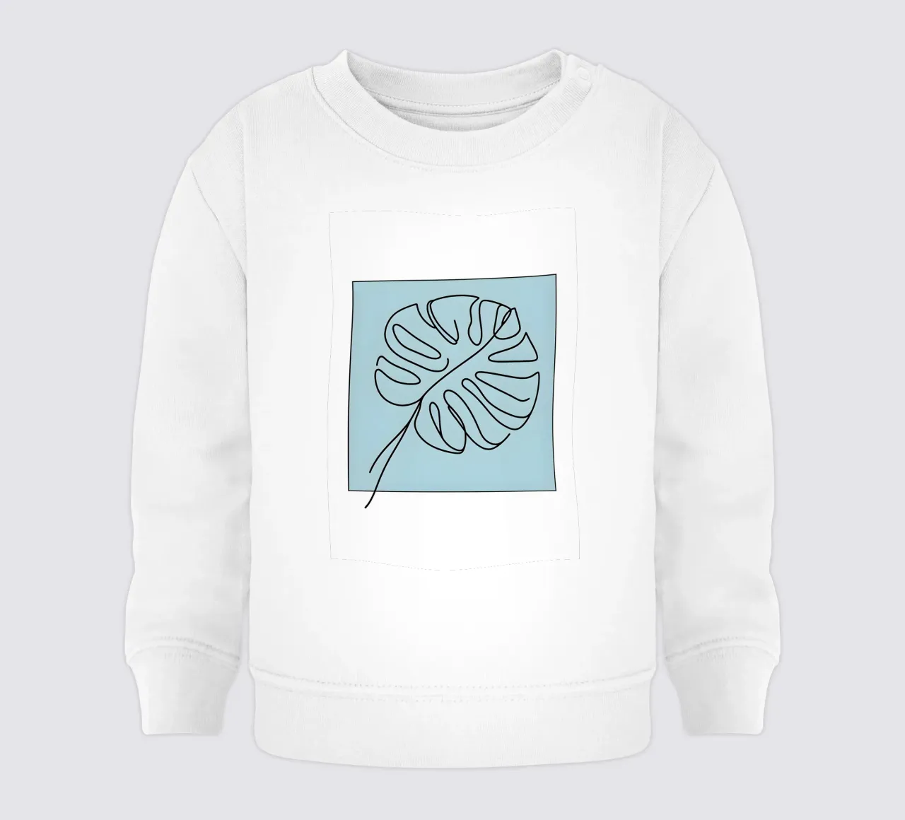 Disegno lineare minimalista di una foglia di Monstera felpa neonato da Bloom And Brush