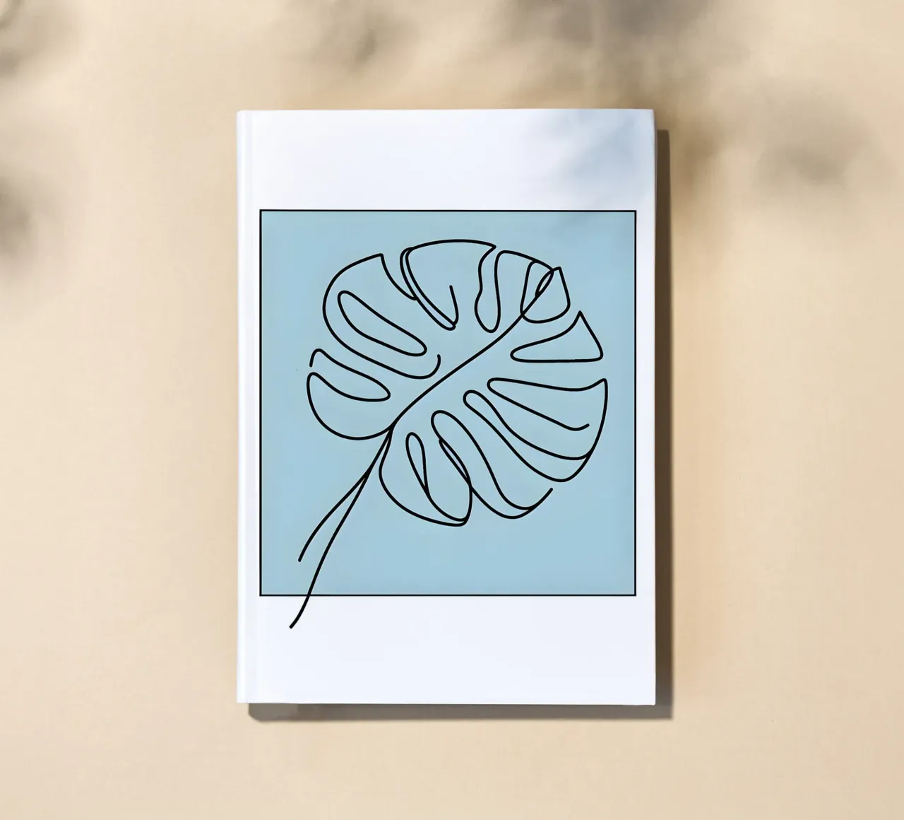 Minimalist Line Drawing of Monstera Leaf notebook by Bloom And Brush