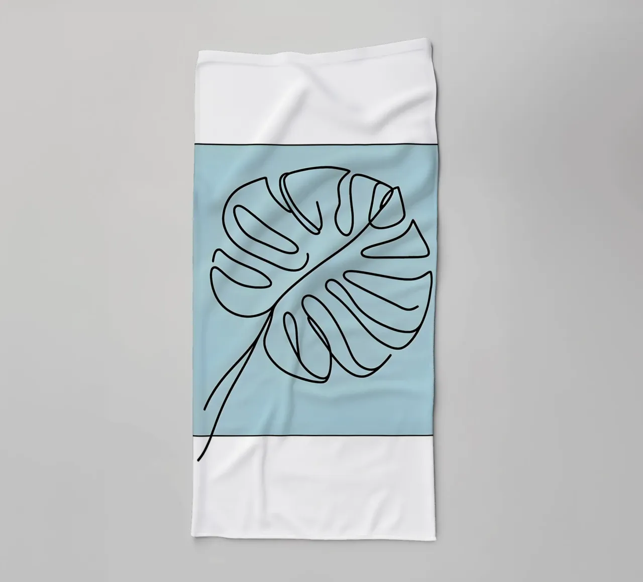 Minimalist Line Drawing of Monstera Leaf towel by Bloom And Brush