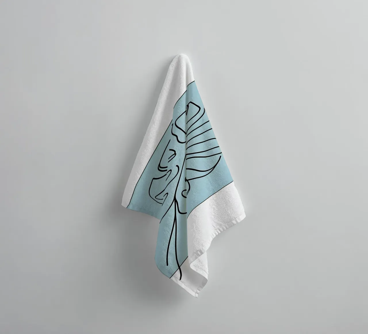 Minimalist Line Drawing of Monstera Leaf towel by Bloom And Brush