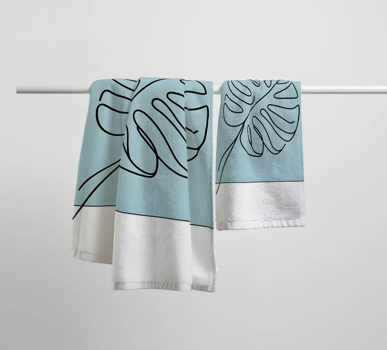 Minimalist Line Drawing of Monstera Leaf towel by Bloom And Brush