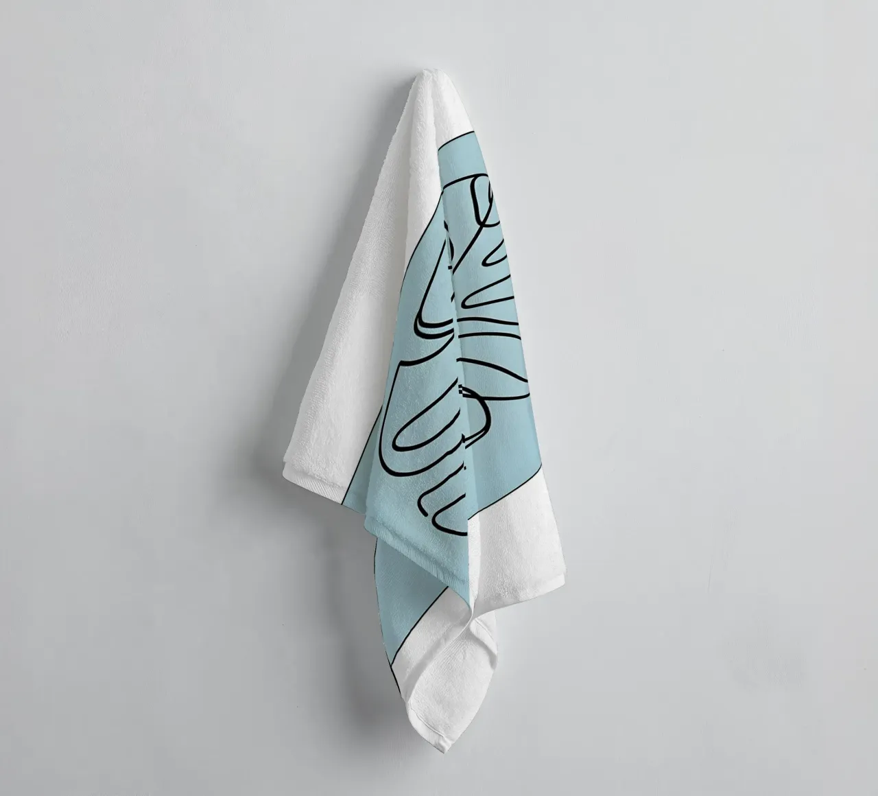 Minimalist Line Drawing of Monstera Leaf towel by Bloom And Brush