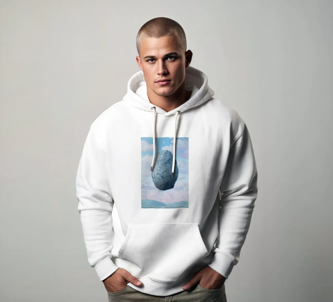 Boulder in the Sky Magritte sudadera con capucha de Classic Art Prints