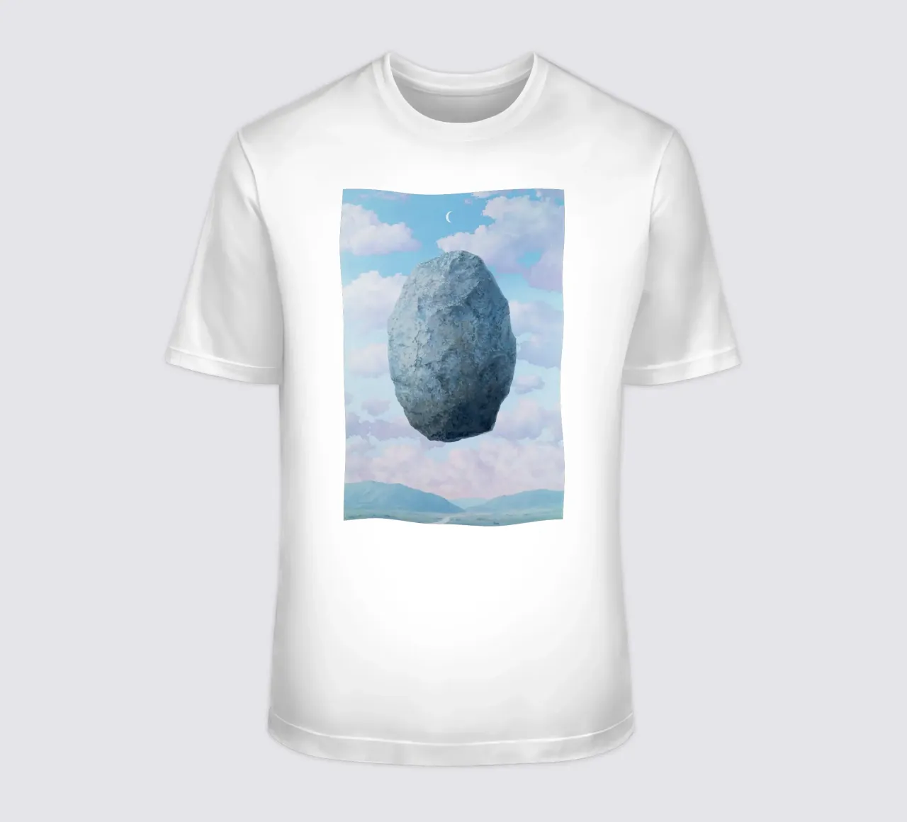 Boulder in the Sky Magritte t-shirt da Classic Art Prints