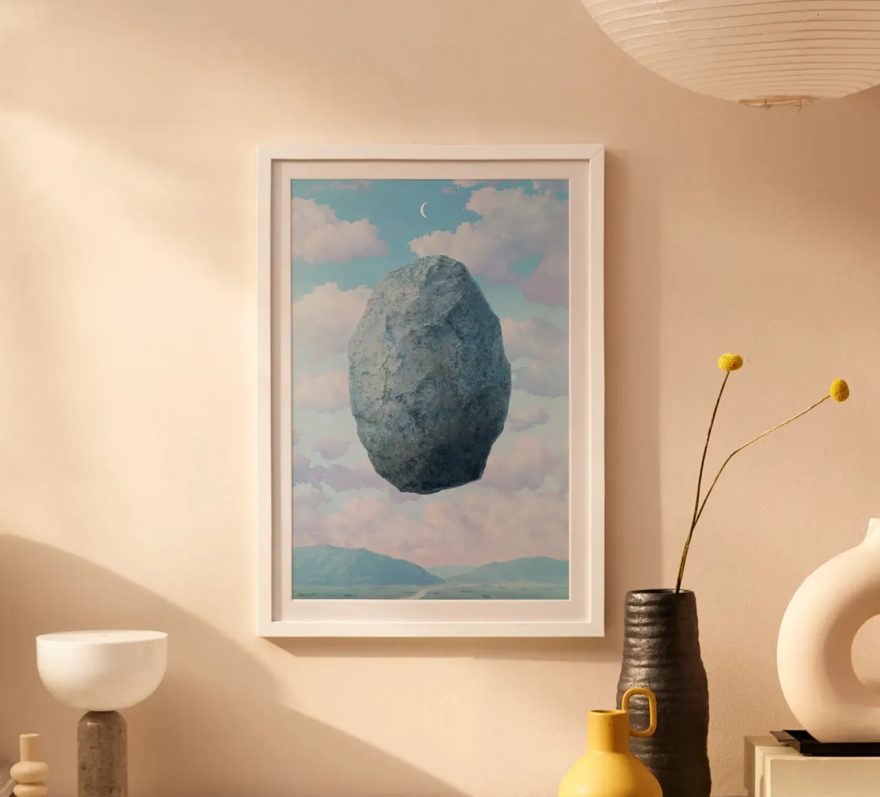 Boulder in the Sky Magritte Hahnemühle von Classic Art Prints