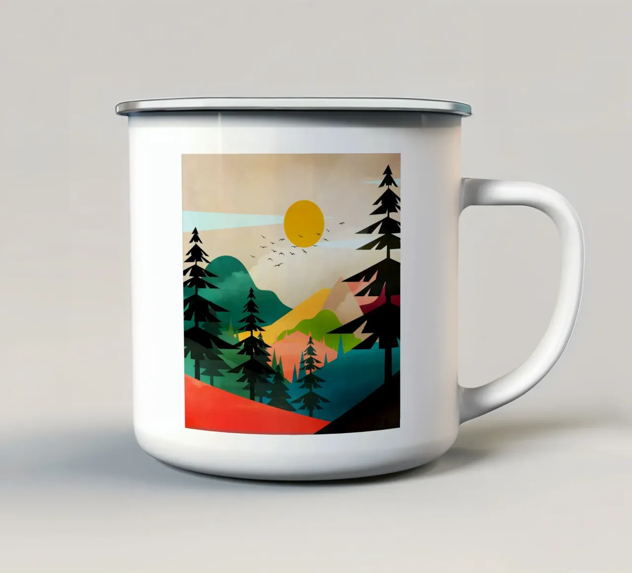 Colorful Morning in the Mountain Forest tazza in smalto da Nadjaa
